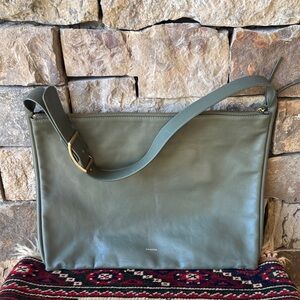 Skagen Green Cowhide Leather zipper shoulder Bag